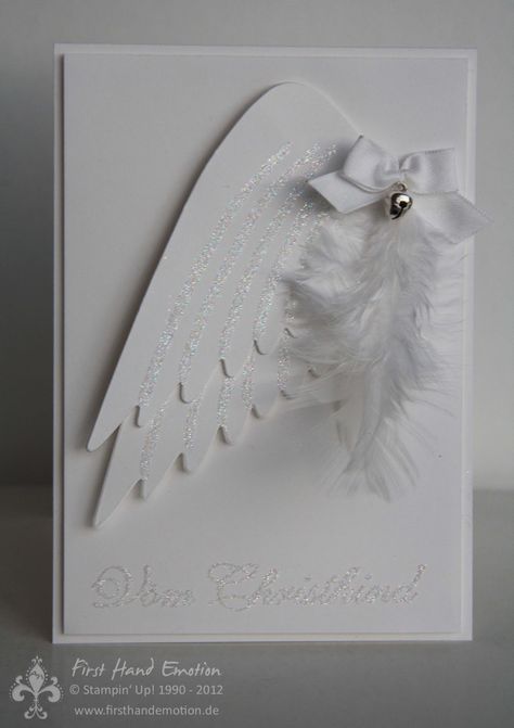 First Hand Emotion: IN{K}SPIRE_me Challenge #076: Christmas Special Wings Card, First Communion Cards, Feather Cards, Angel Theme, Baptism Cards, Angel Cards, Merry Christmas To All, Beautiful Handmade Cards, Heart Cards