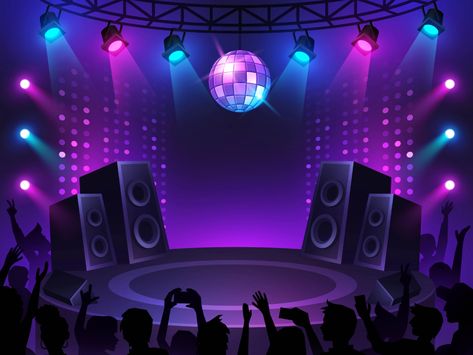 Music Stage by Phich on Dribbble Music Stage Background, Concert Background Stage, Music Stage Design, Music Background Design, Concert Background, Dj Background, Event Background, Disco Stage, Stage Art