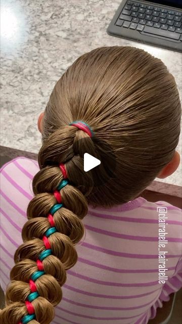 Jules & Clairabelle on Instagram: "�✨ 5-strand ribbon braid tutorial ✨ Great way to add team or school colors to a ponytail braid!  . . . . . . #5strandribbonbraid #fivestrandribbonbraid #braidtutorial #hairtutorial #braid #braidinspo #ponytailbraid #clairabelle_hairabelle #ribbonbraid #tutorial #schoolspirit #sportsbraids #sportshairstyle #softballhair" Softball Braids With Ribbon, Softball Hairstyles With Fake Hair, How To Braid With Ribbon In Hair, How To Add In Hair To Braids, Easy Softball Hairstyles Simple, How To Braid Ribbon Into Hair, Ribbon Braid Tutorial, Cheerleading Hairstyles With Bows, Softball Hairstyles Braids