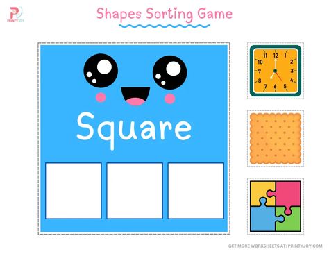 Geometric Shapes Sorting Game Free Sentra Persiapan, Alphabet Sort, Shape Sorting Activities, Shapes Printable, Shape Sort, Apple Activities, Sorting Games, Shape Names, Shapes Worksheets