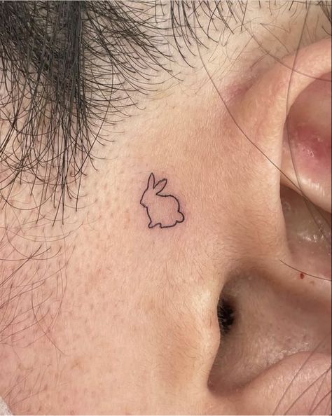 Outline Bunny Tattoo, Matching Bunny Tattoos, Small Bunny Tattoos, Bunny Ears Tattoo, Bunny Outline Tattoo, Bunnies Tattoo, Tattoo Korean, White Rabbit Tattoo, Bunny Tattoo