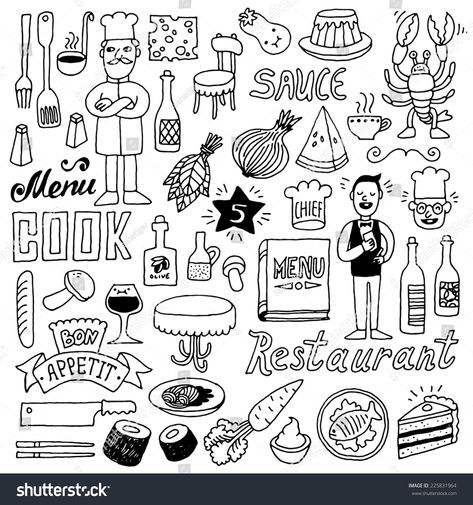 Restaurant doodle set 2. Hand drawn. Vector illustration. #Ad , #Paid, #set#Restaurant#doodle#Vector Restaurant Doodle, Food Fast Food, Hand Drawn Doodles, Doodle Wall, Sketch Note, Food Doodles, Doodle Vector, Art Restaurant, Wood Carving For Beginners