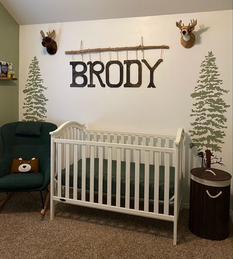 Boy Hunting Nursery, Baby Boy Nursery Woodland, Baby Boy Room Themes, Country Nursery, Outdoor Nursery, Boy Nursery Themes, Baby Boy Nursery Themes, Crib Bedding Girl, Woodland Nursery Theme