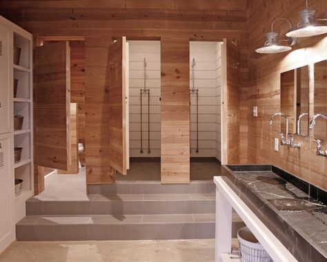 Locker Room Design, Pictures, Remodel, Decor and Ideas Boys Bathroom, Trendy Bathroom, Contemporary Bathrooms, White Rooms, Grey Bathrooms, Bath Room, Locker Room, Shower Stall, Bathroom Colors