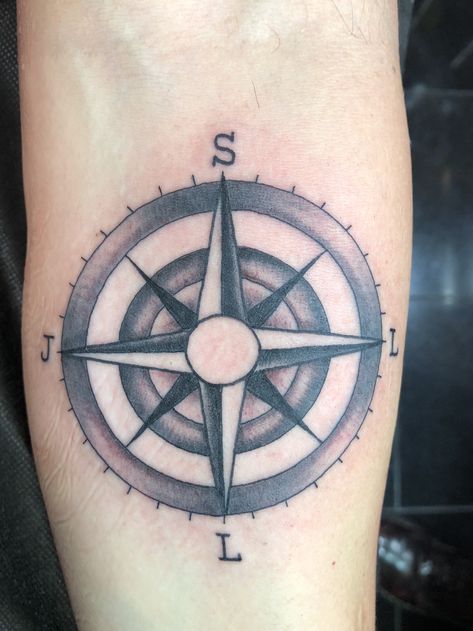 Compass tattoo with family initials at poles 💕💕 Compass Tattoo, Deathly Hallows Tattoo, Fish Tattoos, Jesus Fish Tattoo, Compass, Triangle Tattoo, Tattoo Ideas, Initials, Tattoos