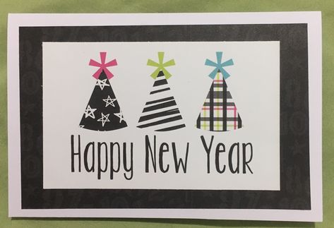 New Years Eve Cards Handmade, Homemade New Years Cards, Happy New Year Cards Handmade Ideas, Happy New Years Cards, Diy Happy New Year Cards, Happy New Year Cards Handmade For Kids, Stampin Up Happy New Year Cards, Diy New Years Cards, Happy New Year Greetings Card Handmade