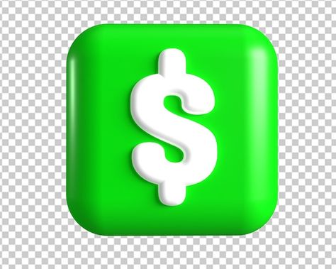 Dollar currency green square icon 3d ren... | Premium Psd #Freepik #psd #money-bank #money-coins #save-money #coin Cashapp Icon, Dollar Currency, Bank Money, Money Bank, Green Square, 3d Icons, Youtube Thumbnail, Cash App, 3d Render