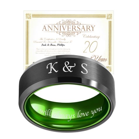 PRICES MAY VARY. All-in-One Anniversary Gift Set: Elevate your celebration with LerchPhi elegantly gift package, designed specifically for husband anniversary gift. The set includes a custom name ring and a heartfelt anniversary card to husband, complemented by a milestone certificate that effortlessly marks the occasion with personal significance. Custom Engraved Rings: Each tungsten ring is tailor-made to capture the essence of your special moments. LerchPhi specially designed this engraved ring for men whom you love, allowing you to engrave your significant dates or messages. LerchPhi men gift ideas transform rings into cherished keepsakes, reflecting the depth of your relationship and making them memorable love gifts. Anniversary Gift Packaging: LerchPhi personalized rings are presente 3rd Year Anniversary Gifts For Him, 17th Wedding Anniversary, 7 Year Anniversary Gift, 3rd Year Anniversary Gifts, Husband Anniversary Gift, Gift Set For Men, Mens Ring Designs, Titanium Rings For Men, 50 Wedding Anniversary Gifts