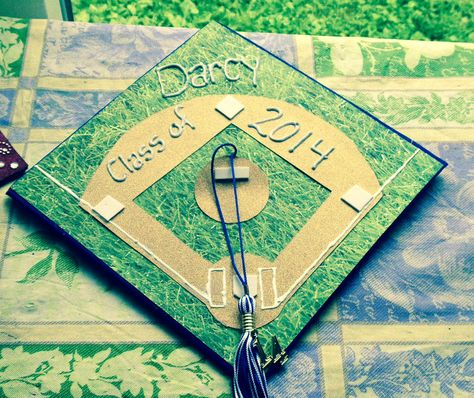 Softball field. Graduation Cap Baseball Ideas, Baseball Graduation Cap Ideas, Softball Graduation Cap, Graduation Psychology, Josh Art, Psychology Graduation Cap, Psychology Graduation, Caps Ideas, Softball Field