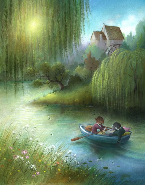 The Wind in the Willows Illustrations by Richard Johnson Wind In The Willows Illustrations, Miniature Painting Ideas, Cozy Animals, Winter Scene Paintings, Richard Johnson, The Wind In The Willows, Willow Trees, Wind In The Willows, Mouse Hunt