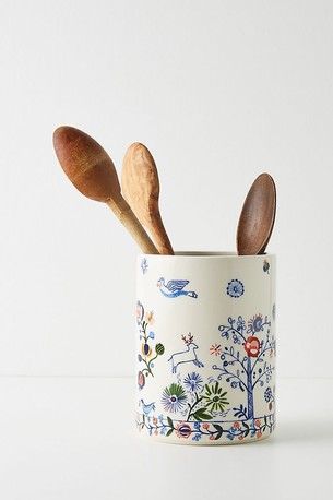 Utensil Jar, Rainbow Kitchen, Vintage Crockery, Anthropologie Uk, Holiday Table Settings, Ceramics Ideas, Utensil Holder, Holiday Tables, Measuring Spoons