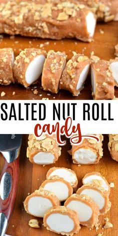 Nut Candy Recipes, Easy Christmas Treats For Gifts, Salted Nut Roll, Salted Nut Rolls, Nut Roll Recipe, Nut Roll, Candy Bar Recipe, Homemade Christmas Gift, Nut Rolls