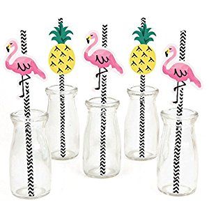 Flamingo And Pineapple Party, Pineapple Baby Shower Theme, Straw Decor, Pineapple Birthday Party, Pool Party Supplies, Pink Flamingo Party, Flamingo Themed Party, Flamingo Baby Shower, Straw Decorations