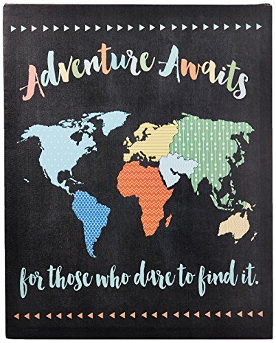 Stupell Home Dcor Adventure Awaits World Map Stretched Canvas Wall Art 16 x 15 x 20 Proudly Made in USA ** Read more at the image link.-It is an affiliate link to Amazon. #KidsRoomDcor School Entrance, 3d Printing Art, Stretched Canvas Wall Art, Kids Adventure, World Map Wall, Wall Art Plaques, Framed Maps, Lithograph Print, Stupell Industries