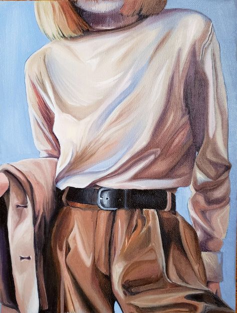 Clothes Oil Painting, Fashion Oil Painting, Oil Painting Design, Oil Painting Fabric, Oil Colored, Fabric Study, Painting Fabric, Art Assignments, Art Faces