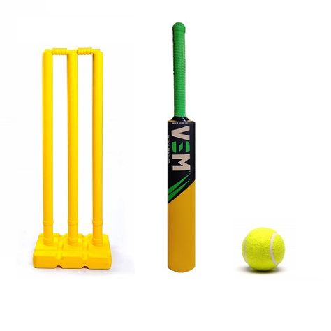 Plastic Cricket Stump Set & Plastic Bat Cricket Stump, Sports Products, Combo Kit, Base Colour, Bat, Sports, Yellow, Quick Saves, Color