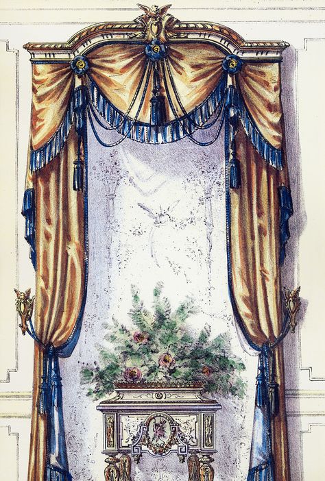 French curtains Victorian Drapes, Victorian Curtains, French Curtains, Victorian Home Interior, Baroque Decor, Drapery Designs, Layered Curtains, Curtain Styles, Drop Cloth Curtains