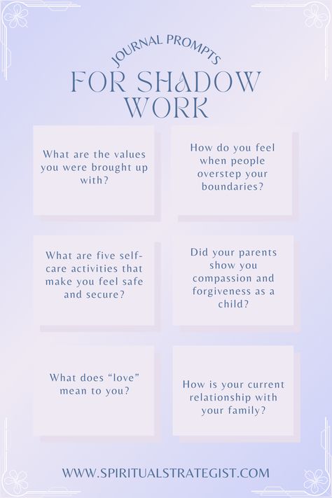 Journal Prompts for Shadow Work by Spiritual Strategist Saturday Journal Prompts, Shadow Work Spiritual Journal Prompts, Prompts For Shadow Work, Shadow Work Healing, Shadow Work Spiritual, Work Journal, Spiritual Journals, Yom Kippur, Inner Self