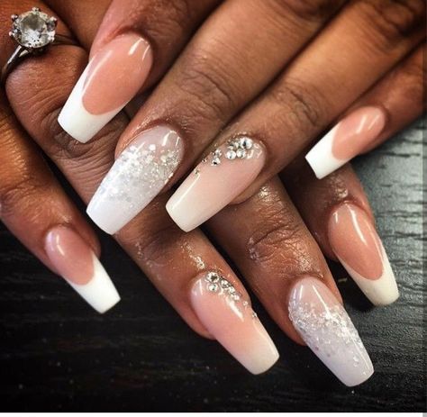 Wedding Nails Uñas Color Coral, Ongles Gel Violet, Ongles Gel French, French Nail Designs, Coffin Shape Nails, Bridal Nails, Nailed It, Coffin Nails Designs, French Tip Nails