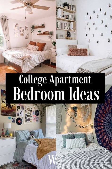 Create a cozy and inviting atmosphere in your college apartment bedroom with these warm and welcoming decor ideas. Perfect for relaxing after a long day of classes! #cozyvibes #bedroomgoals #collegedormlife Small College Apartment Bedroom, First Apartment Bedroom Ideas, Trendy College Apartment, College Apartment Bedroom Ideas, College Girl Apartment, College Apartment Bedroom, Apartment Bedroom Ideas, College Bedroom Apartment, College Bedding