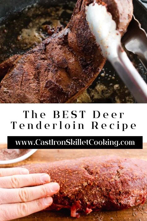 Seasoned, pan seared deer loin sliced with melted butter Deer Tenderloin Smoker Recipes, Baked Venison Tenderloin Recipes, Marinade For Deer Tenderloin, Baked Deer Tenderloin, Best Deer Tenderloin Recipe, Venison Tenderloin Recipes Grilled, Deer Loins Recipes, Deer Tenderloin Recipes Grilled, Recipes For Deer Tenderloin