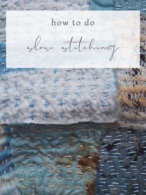 5 ways to make your slow stitching project look amazing — petalplum Mini Collage, Improv Quilt, Boro Stitching, Improv Quilting, Textile Art Embroidery, Textile Wall Hangings, Fabric Bowls, Fabric Pouch, Fabric Kit