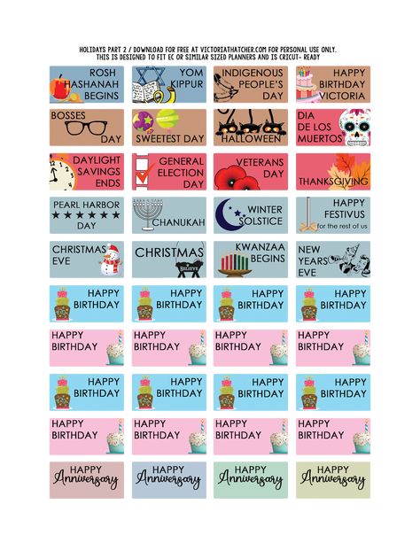 Victoria Thatcher, Happy Winter, End Of Days, Sweetest Day, Kwanzaa, Winter Day, Weekly Planner, Hanukkah, Planner Stickers