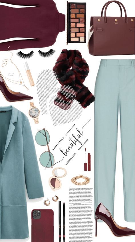 Teal And Burgundy Outfit, Maroon And Blue Outfit, Green And Maroon Outfit, Burgundy And Blue Outfit, Burgundy And Brown Outfit, Teal Outfit Ideas, Outfit Navidad, Burgundy Outfits, Teal Outfit