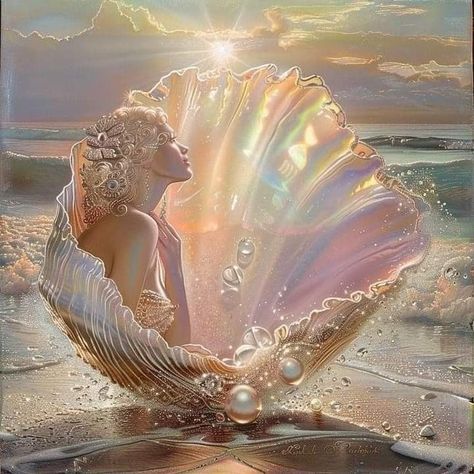 Aphrodite Goddess Aesthetic, Goddess Dancing, Lady Aphrodite, Light On Water, Sunset Kiss, Lady Marmalade, Goddess Aphrodite, Avatar Films, Seashell Painting