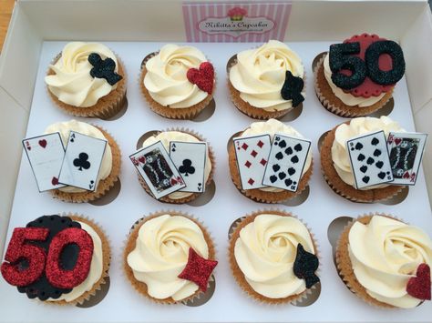 Casino Themed Cupcakes Casino Theme Cupcakes, Casino Cupcakes, Prom Food, Bingo Casino, Casino Birthday, Cap Cake, Christmas Comics, Card Party, Poker Night