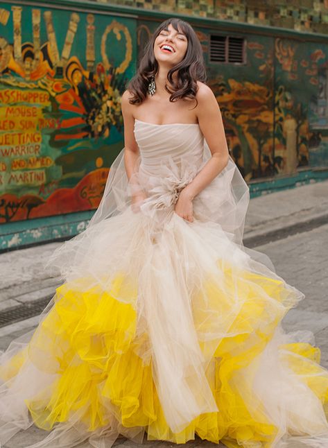 Pastel Yellow Wedding Dress, Yellow Wedding Gown, Yellow Wedding Dress The Bride, Wedding Dresses Yellow, Yellow Wedding Dresses, Yellow Dress Wedding, Wedding Dress Yellow, Brides Magazine Cover, Yellow Bride