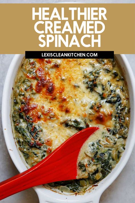 Healthy Cream Spinach Recipe, Creamed Spinach Without Cream Cheese, Healthy Creamed Spinach Recipe, Paleo Creamed Spinach, Creamed Spinach Recipe Healthy, Healthy Creamed Spinach, Cream Spinach, Keto Creamed Spinach, Spinach Recipes Healthy