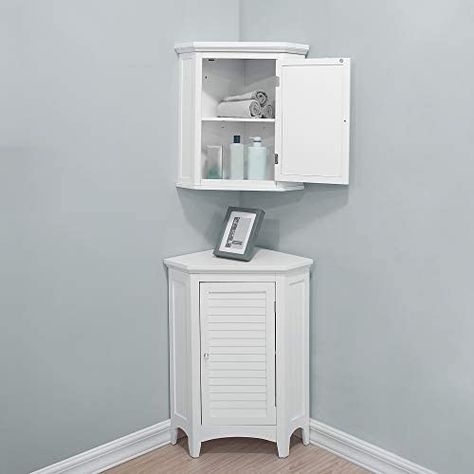 Versanora Wooden Cupboard Wall Mounted Bathroom Corner Storage Unit, MDF, White, 57.15 x 38.1 x 60.96 cm : Amazon.co.uk: Home & Kitchen White Corner Cabinet, Cupboard Wall, Corner Storage Unit, Corner Bathroom Cabinet, Bathroom Corner Cabinet, Bathroom Corner Storage, Standing Cabinet, Bathroom Standing Cabinet, Single Door Design