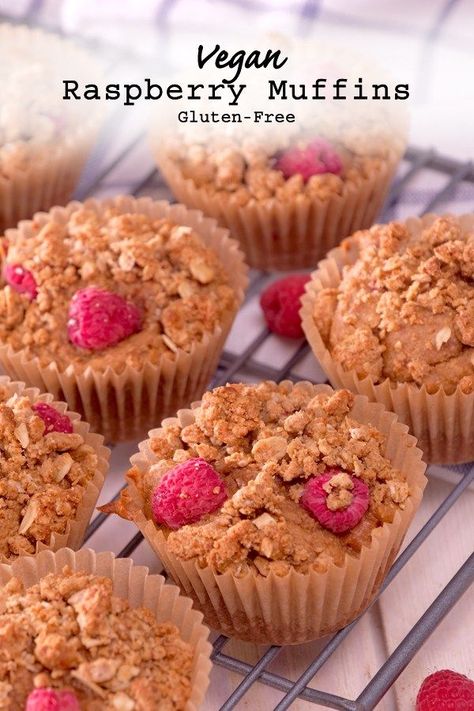 The combination of tart fresh raspberries and sweet maple coconut crumble make these vegan muffins a favorite for breakfast. They taste just like bakery muffins but with zero guilt! #veganmuffin #raspberrymuffin #glutenfreemuffin Fig Muffins, Muffin Vegan, Strawberry Banana Muffins, Salt Free Recipes, Whole Food Desserts, Indulgent Recipes, Bakery Muffins, Gluten Free Banana Muffins, Yogurt Muffins