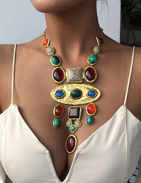 [PaidLink] 33 Statement Jewelry Necklace Vintage Inspired Recommendations To Copy Now #statementjewelrynecklacevintageinspired Aztec Jewelry, Statement Jewelry Necklace, Boho Statement Necklace, Multi Coloured Necklaces, Bold Necklace, Jewelry For Sale, Jewelry Images, Fashion Jewelry Earrings, Baroque Fashion