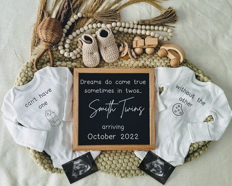 Pregnancy Announcement For Twins, Pregnancy Announcement Twins, Twin Pregnancy Reveal, Ivf Pregnancy Announcement, Twin Baby Announcements, Pregnancy Announcement Social Media, Twins Announcement, Pregnant With Boy, Baby Chef