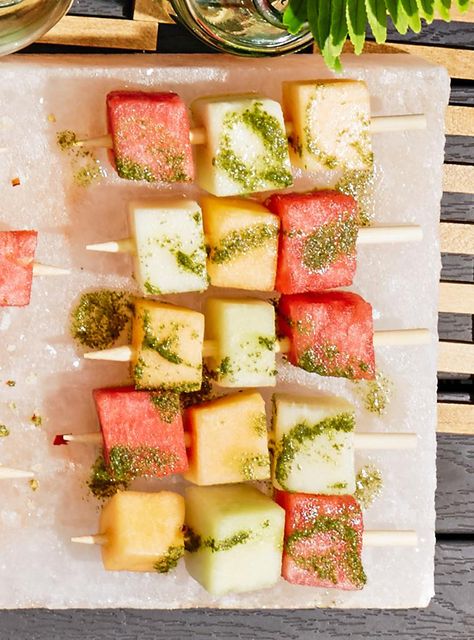 Melon Skewers, Outdoor Recipes, No Cook Appetizers, Fruit Kabobs, Small Food Processor, Fresh Watermelon, Brunch Cocktails, Watermelon Recipes, Summer Grilling