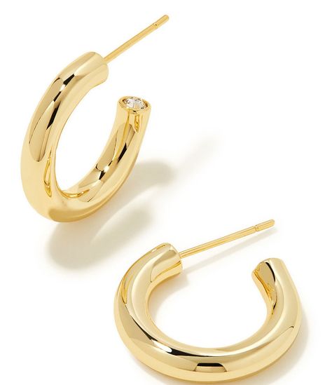 From Kendra Scott, these earrings feature:hoop earrings14K Gold plated or rhodium plated over brassPost closureApprox. 0.71" outside diameterImported. Gold Earrings Kendra Scott, Kendra Scott Earring, Kendra Scott Gold Hoop Earrings, Gold Earrings Trendy, Kendra Scott Hoop Earrings, Kendra Scott Huggie Earrings, Kendra Scott Gold Earrings, Cute Fall Jewelry, Preppy Gold Jewelry