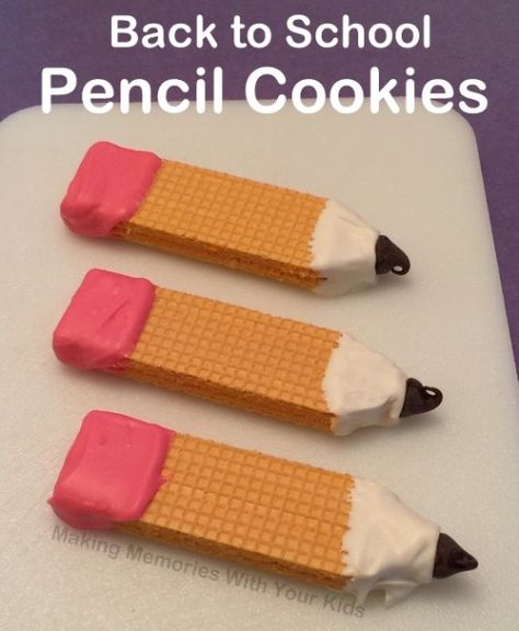 Vanilla Wafer Pencil Cookies, Pencil Cookies, Cookies Making, Ballet Birthday, Decorações Com Comidas, Kids Treat, School Starts, Back To School Party, School Treats