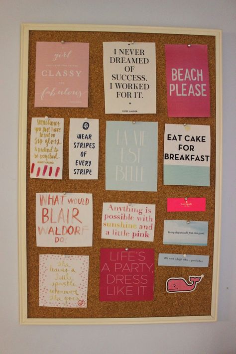 The Pinterest Perfect Bulletin Board Apartment Decorating College, Diy Cork Board, Dorm Sweet Dorm, Trendy Apartment, Cork Diy, Dorm Room Organization, Dorm Life, Preppy Room, Apartment Decorating