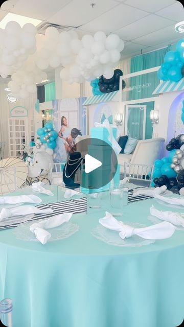 Chicago Event Decor: A-One on Instagram: "Tiffany & Co. baby shower! Our Tiffany & Co. baby shower is a popular one ever since we made this store!!! Be inspired ❤️.. 🥰🥰#tiffany&co #tiffanyandco #tiffanyandcobabyshowed #breakfastwithtiffany #babyshower #babyshowerideas #tiffanybluebridalshower #babyshowerdecorations #tiktok #tiktokviral #foryou #foryoupage #foryoupageofficiall #viralvideo #viraltiktok #viralvideo #floral #candles #elegantbabyshower" Tiffany And Co Cake, Tiffany Baby Shower Theme, Tiffany Blue Bridal Shower, Floral Candles, Elegant Baby Shower, Breakfast At Tiffanys, Cake Table, Tiffany And Co, Baby Shower Theme