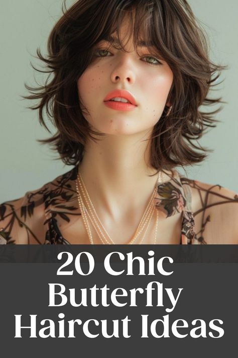 20 Chic Butterfly Haircut Ideas Butterfly Bangs Short Hair, Short Red Hair Women, Short Butterfly Haircut Shoulder Length, Butterfly Cut Shoulder Length, Medium Butterfly Cut, Butterfly Shag Haircut, Butterfly Short Haircut, Feather Cut For Short Hair, Butterfly Bob Haircut