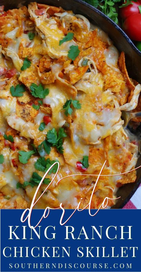 Dorito King Ranch Chicken Casserole, King Ranch Chicken With Doritos, King Ranch Chicken Casserole With Doritos, King Ranch Chicken Casserole With Chips, King Ranch Chicken Casserole Doritos, Chicken Rotel Recipes, Tasty Casseroles, Crowd Meals, Chicken Rotel