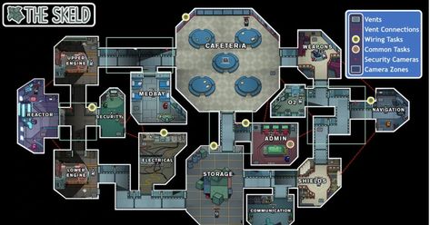 How Well Do You Know The Skeld Map In "Among Us"? Among Us Map Layout, Among Us Background Game Map, Map Layout, Ship Map, Map Games, Swipe Card, Map Background, Map Wallpaper, Minecraft Designs