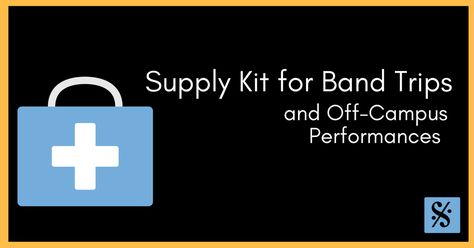 A supply kit for band trips and off campus performances can help you in all kinds of unexpected or emergency situation. Here are 23 items to consider. Marching Band Emergency Kit, Band Trip, Band Teacher, Pads Tampons, Band Director, Off Campus, Teaching Music, Emergency Kit, Marching Band