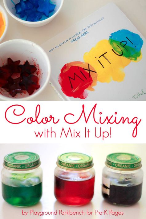 Mix It Up: Fun Color Mixing Activity for Preschool and Kindergarten. The perfect activity to do after reading the book Mix It Up by Herve Tullet! - Pre-K Pages Mixing Colors Preschool, Color Mixing Preschool, Apples Activities, Prek Reading, Colors Preschool, Color Experiment, September Preschool, Teach Colors, Adaptive Art