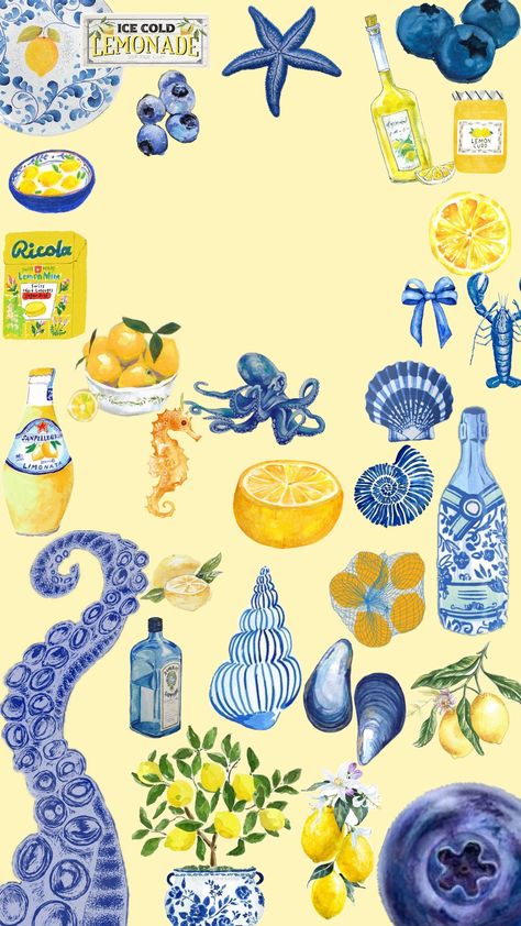 #summer #blue #yellow #watercolor #lemon #italy #collage #summercollage #bluecollage #yellowcollage #fyp August Collage, Italy Collage, Lemon Italy, Aesthetic Watercolour, Mediterranean Wallpaper, Mom Calendar, Lemon Aesthetic, Lemon Wallpaper, Lemon Background