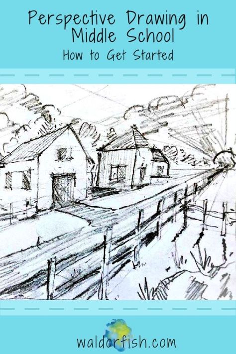 Ready to begin Perspective Drawing with your middle school student? We have everything you need to get started!   waldorfish | perspective drawing | art lesson | waldorf art | middle school art | Teaching Perspective, Art Middle School, Waldorf Art, 7th Grade Art, Middle School Art Projects, Perspective Drawing Lessons, Art Lessons Middle School, Drawing Exercises, Perspective Art