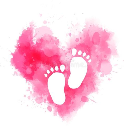 Pink Baby Background, Pink Footprints, Baby Girl Illustration, Vom Avea Un Copil, Baby Girl Background, Pregnancy Illustration, Baby Shower Illustration, Modern Grunge, Baby Watercolor