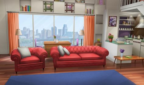 Anime Living Room, Fancy Apartment, Kitchen Background, Anime House, Episode Interactive Backgrounds, Episode Backgrounds, Living Room Background, Room Background, Anime Room